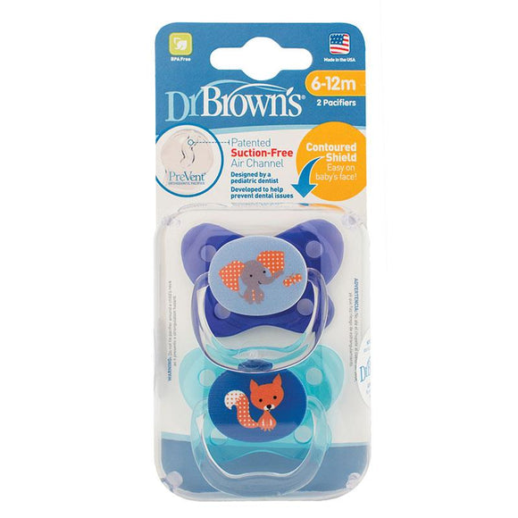 Dr Browns Prevent Contoured Pacifier Stage 2 Blue 6-12 Months 2 Pack Online Only