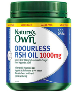Nature's Own Odourless Fish Oil 1000mg 500 Capsules Exclusive Size